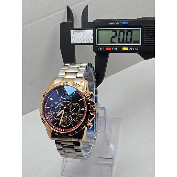 Glenaw Automatic Open Heart Two Tone Stainless Steel 45mm 3ATM Watch Day Date WR - Picture 6 of 11